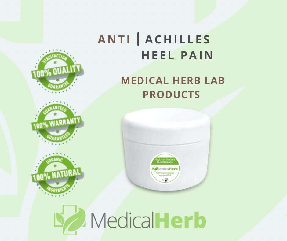 Solution for heel pain: cream, Solution for Achilles tendonitis: cream, Solution for Achilles pain: cream, Solution for Haglund syndrome: ointment. Medical Herb Lab