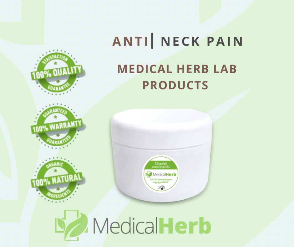 Neck pain: arnica cream, Stiff neck: relaxing cream, For neck pain relief: hyaluronic acid Cream, Neck muscle-inflammation: cream. Medical Herb Lab